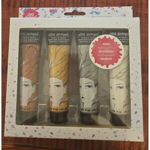 Jane Davenport Metallic Acrylic Paint Set 4 Colors Brush Stencil Discontinued